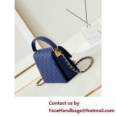 Chanel Grained Calfskin  &  Gold-Tone Metal Small Flap Bag with Top Handle Blue 2025